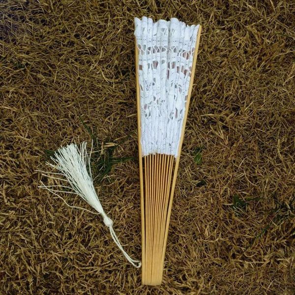 

bow ties decoration accessories exquisite lace design handmade tassel portable hand fan hollowed out wedding bamboo bone folding party, Black;gray