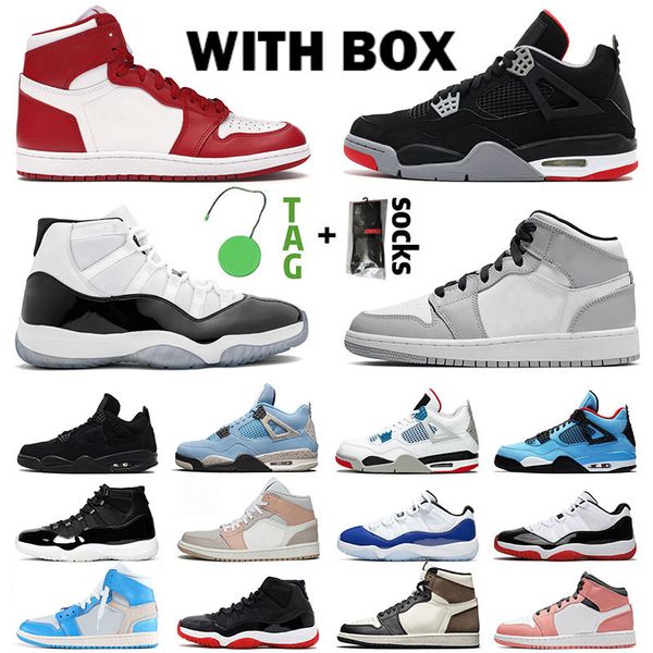 

with box jumpman men women basketball shoes mid 1 smoke grey 1s obsidian high 4 cactus jack 25th concord 11 low sports sneakers