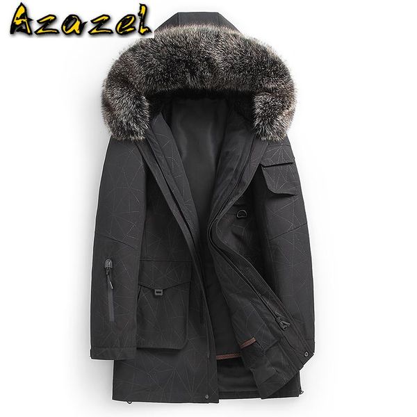 

men jacket thick coat winter men's jackets real raccoon fur collar clothes 100% fur parkas male jaqueta lxr488, Black