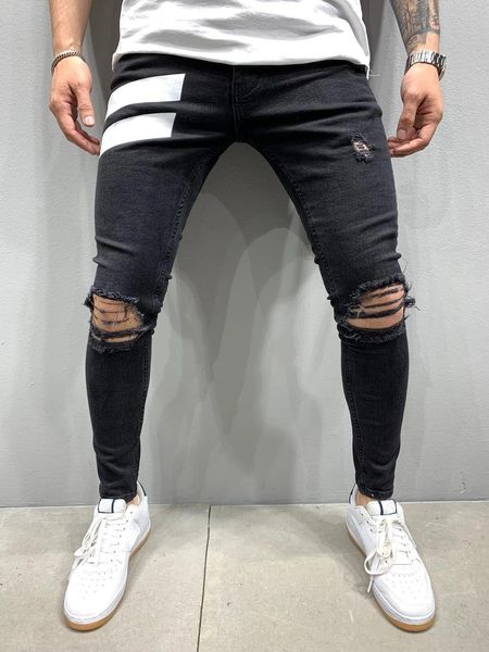 

men's jeans print leggings, Blue