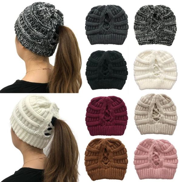 

женщины beanie hat lady beanie хвост грязная мягкая булочка вязаная крышка череп растягивающие зима теплые эластичные вязать аксессуары шляп, Blue;gray