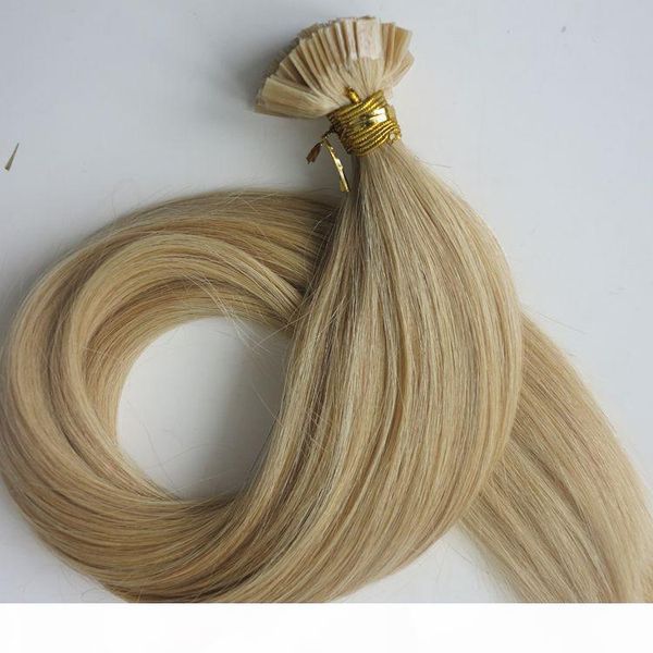 

pre bonded flat tip hair extensions 100g 100strands 18 20 22 24inch #22 color brown brazilian indian keratin human hair, Black