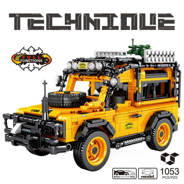 

2021 city suv car building blocks technic off-road vehicle children toys mechanical pull back supercar model bricks gift for kid q1215