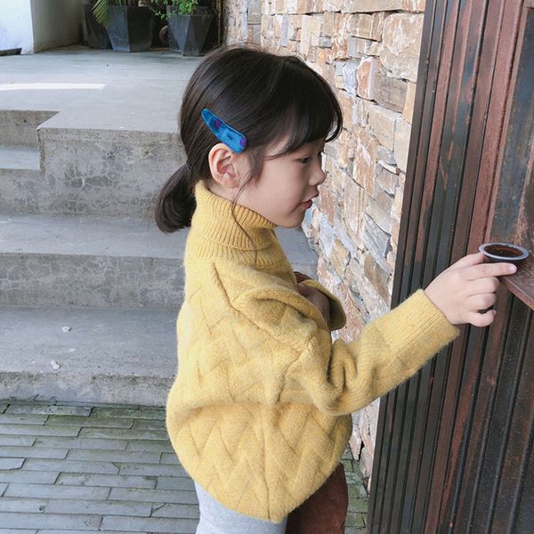 

new children's t-shirt warm korean winter girls' pullover turtleneck 8609, Blue