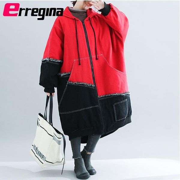 

women's denim jacket autumn winter denim coat long sleeve hooded oversize female zipper outwear jacket overcoats loose plus size1, Tan;black