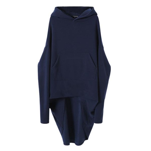 

autumn winter hoodies womens long sleeve irregular european american style blue loose fashion pullover chic oversized clothes, Black