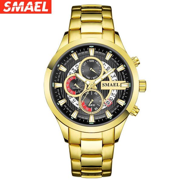 

smart smeal outdoor waterproof multifunctional watch steel strap calendar fashion business men's watch, Slivery;brown