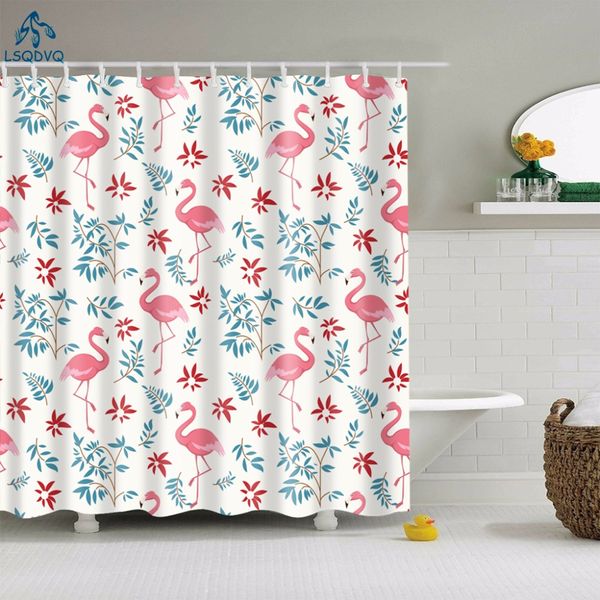 

lovely animals pink flamingo shower curtains fabric waterproof polyester bathroom curtain with hooks 180x180cm