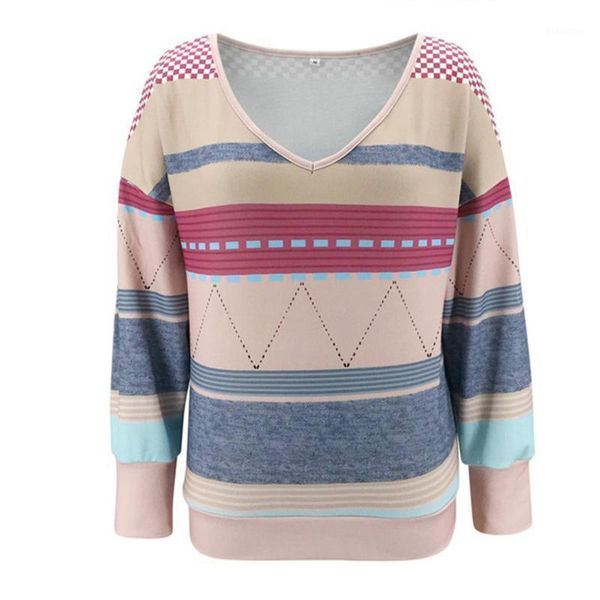 

stripe long sleeve multicolor green red v neck temperament women fashion loose blouse casual shirt pullover wholesale 20211, White