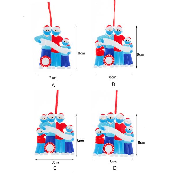 

factory0z0ogift 2020 family christmas survivor ornament of customized 2 3 4 5 6 7 hanging decoration snowman pendant with face mask