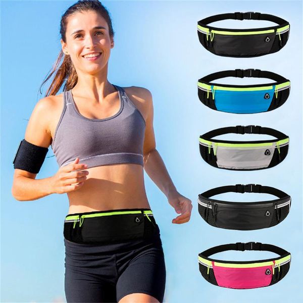

outdoor bags ultralight running belt bag with reflective strips men women water-repellent waist w/earphone jack waistpack elastic strap