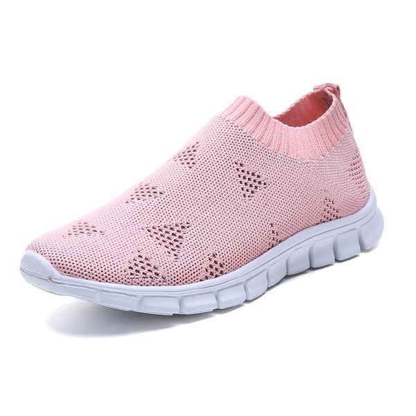 

lucyever women spring autumn sneaker knitted mesh vulcanized shoes casual slip on flat soft walking footwear zapatos de mujer lj200820, Black