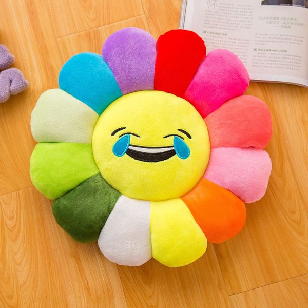 

2020 new product cartoon multicolor sunflower throw pillow cushion petal plush toy doll creativity expression pillows doll birthday gift