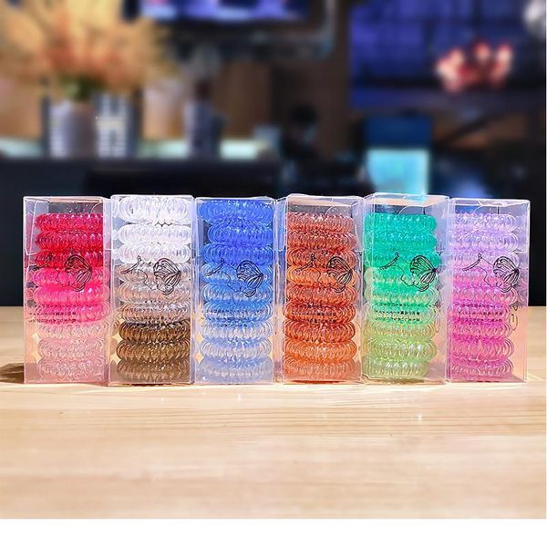 

9pcs/set women girls cute colorful telephone line elastic hair bands ponytail holder scrunchie tie gum fashion hair acc qylhwc