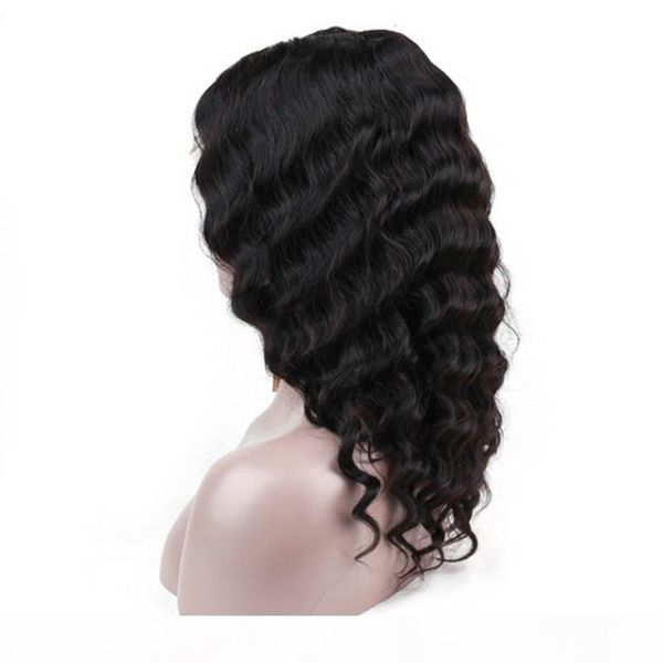 

brazililan deep wave lace front human hair wigs for women black color remy brazilian 13x4 lace frontal wig 150 density full end, Black;brown