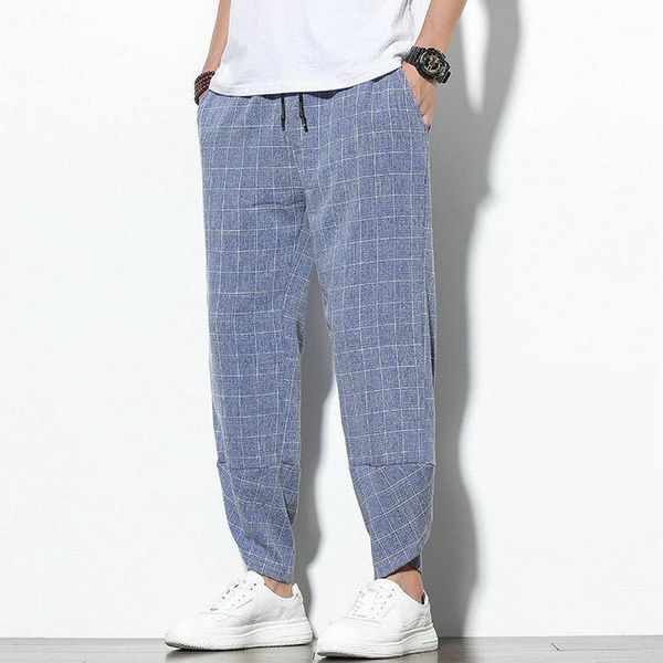 

2020 cotton linen harem pants men trousers casual joggers pants men sweatpants hip hop streetwear male plus size m-5xl1, Black