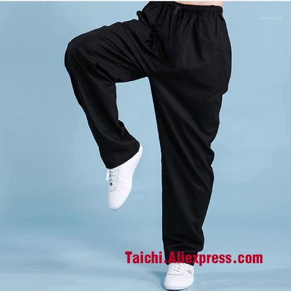 

martial arts pants flax cotton spring and autumn art tai chi trousers with pocket1, Black;red