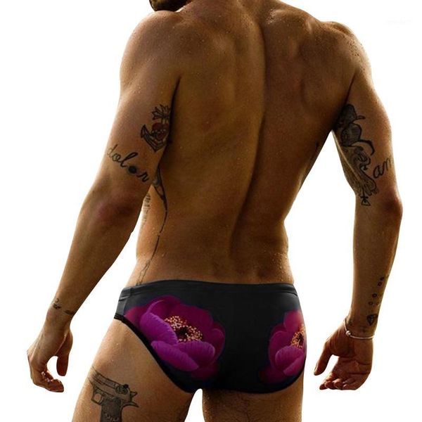 

men's swimwear men's breathable stretch cotton beach pants swimming panties flowers print swimwear1