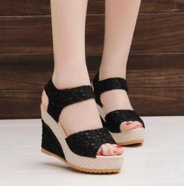 

2020 sandals spring and summer net cloth black fish mouth shoes slope with new rubber fish mouth1