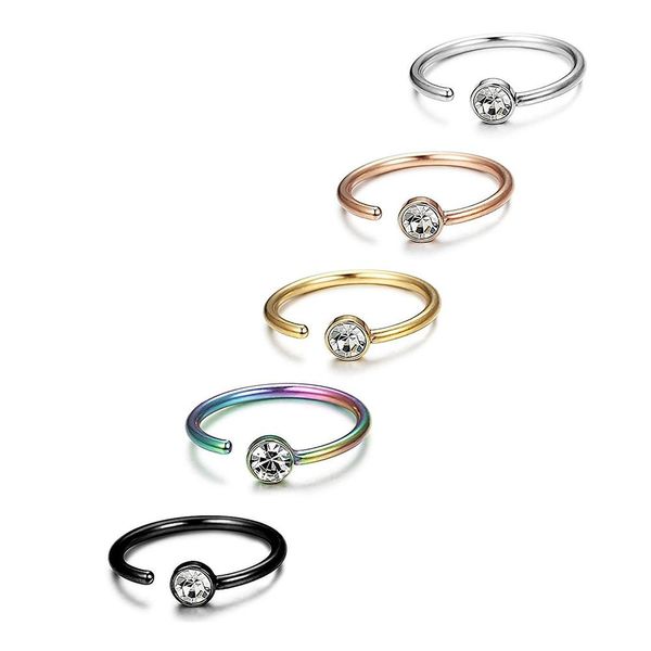 

1piece small thin rhinestone crystals fake septum piercing nose rings studs faux clip lips hoop body jewelry h wmtcmw, Black