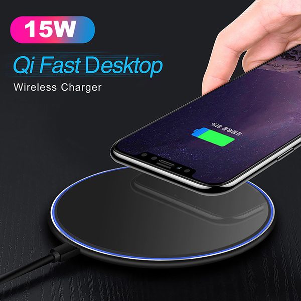 

15w fast wireless charger for samsung s10 s20 note20 usb c qi charging pad for iphone12 xs xr airpods pro
