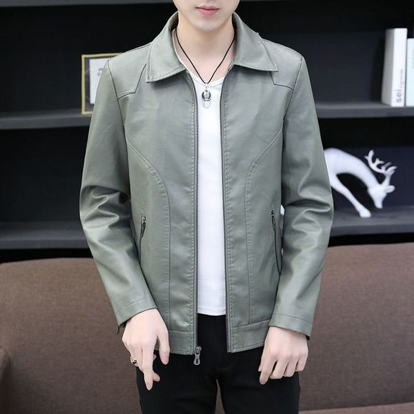 

autumn and winter 2020 plush leather thickened korean slim trend lapel cool locomotive jacket men's, Black