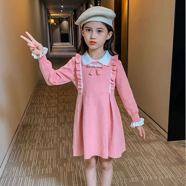 

skirt girls' children's winter knitted sweater princs lace long sve women's treasure college sle autumn drs 0ssc, Red;yellow