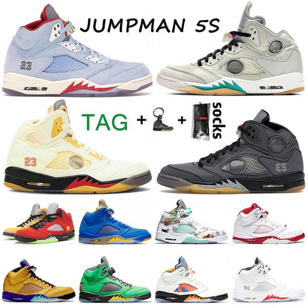 

2021 mens 5 5s basketball shoes with socks white comfortable off alternate bel designers sports sneakers trainers size 47