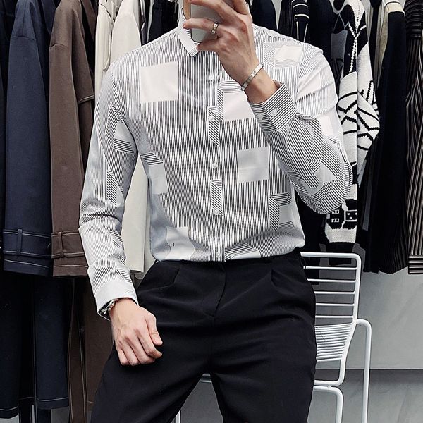

2021 men's autumn/winter new plaid shirt youth clothes 0fek, White;black