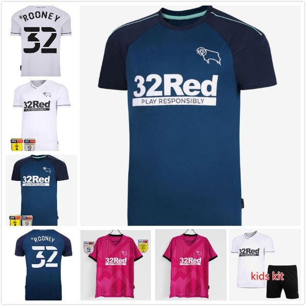 

2020 derby county rooney soccer jersey home away kids kit martin lawrence football shirts 20/21 derby county wisdom waghorn uniform, Black;yellow