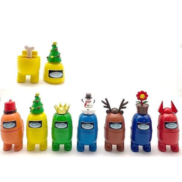

12pcs among us toys anime figure mini cartoon models game werewolves kill doll ornaments diy decoration capsule dolls blind box h12204