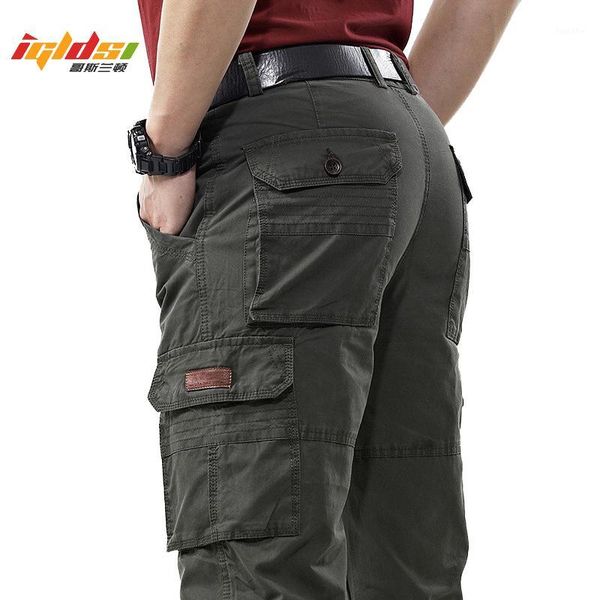 

men's overalls army cargo pants spring cotton baggy denim pants male multi-pockets casual long trousers plus size 421, Black
