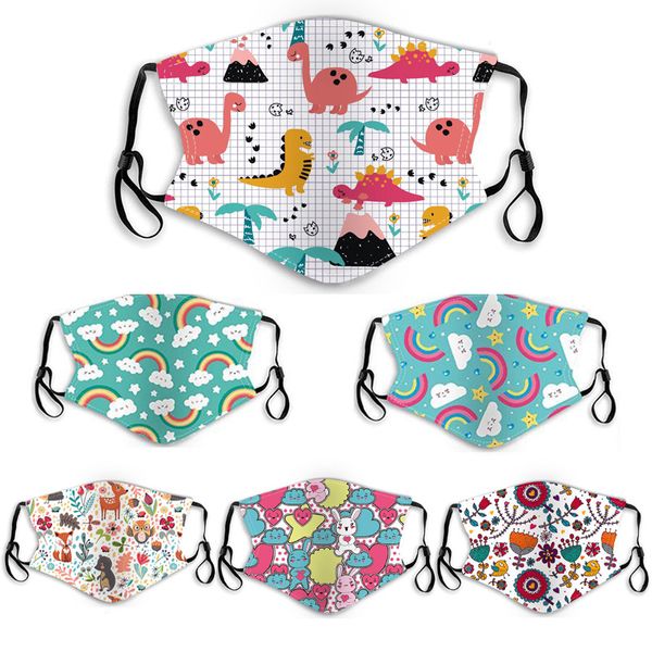 

masks factory dhl kids cartoon reusable cotton with filters slot pm2.5 anti-fog haze dust washable children adjustable ear loop face mask