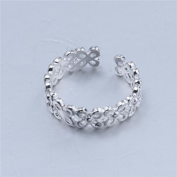 

5 шт. цветочные формы кольца для ног для женщин-девочки регулируемые кольца открытого пальца ноги набор летних каникул ювелирные изделия опт, Silver