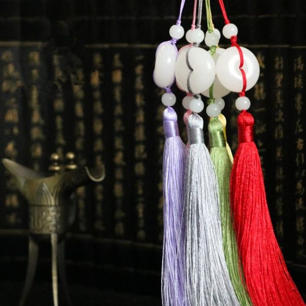 

1pc white jade peace buckle tassel fringe keychain caps straps diy jewelry making charms pendants craft accessories craft tassel h bbysap