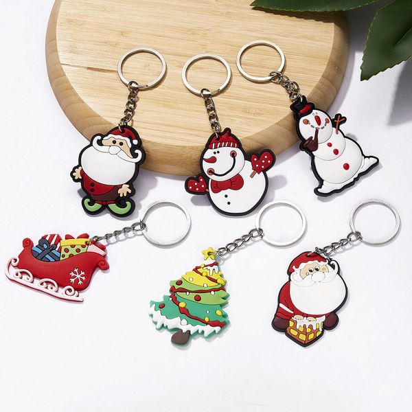 

tree cartoon christmas santa keychain plastic snowman christmas key ring holders bag hangs fashion accessories will and, Slivery;golden