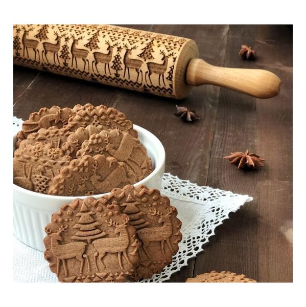 

8 designs embossing wood rolling pin flour stick roller bakeware for fondant pie crust cookie pastry dough roller kitchen tools