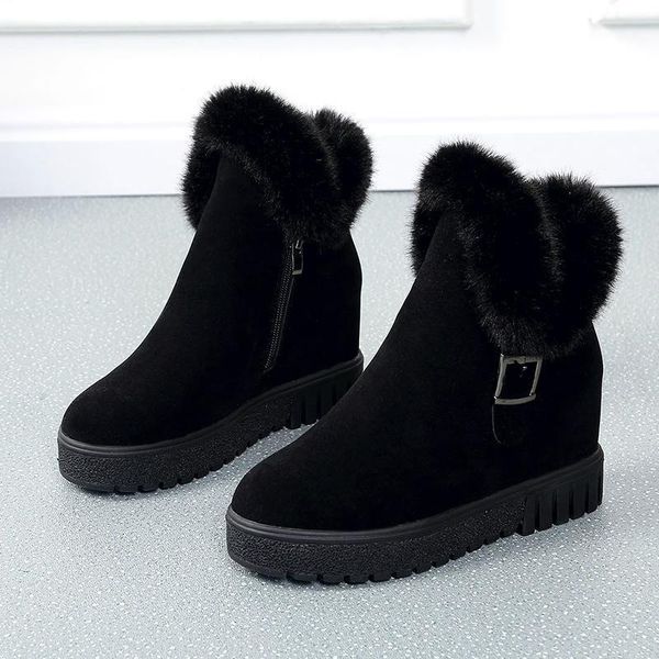 

boots 2021 winter fur zipper snow increase women's shoes for delivery1, Black
