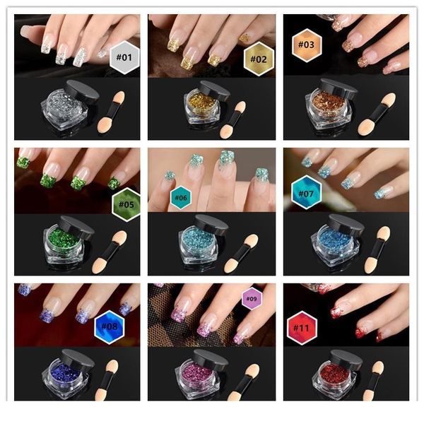 

1 box 3d diy gold silver nial art flakes glitter mixed hexagonal sequins uv glitter powder dust nail art de jlleol, Silver;gold