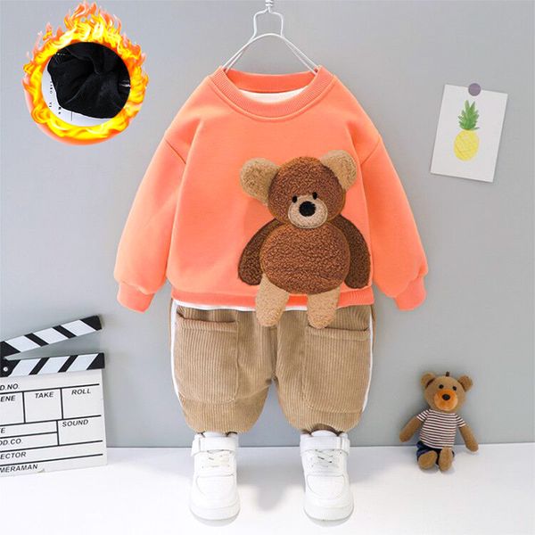 

suit plush thickened boy's foreign style clothes children's 1-3 years old baby autumn and winter 1, White