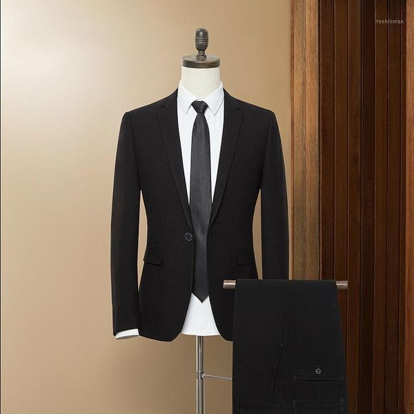 

piece set business suit male slim fit korean formal wear party wedding two-piece suits men pants 4xl1 men's & blazers, White;black