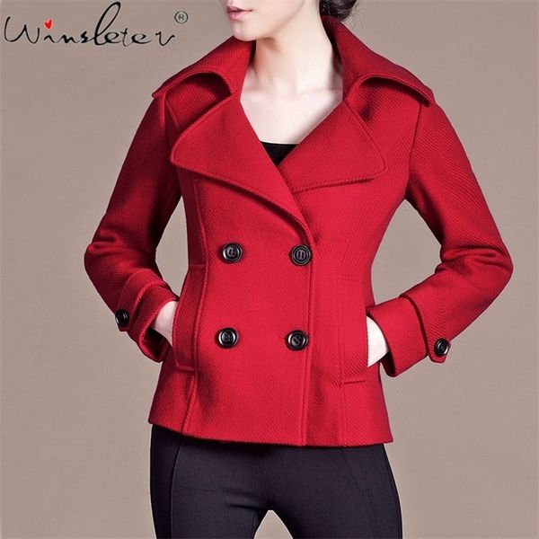 

new women woolen coat warm long sleeve turn-down collar outwear jacket ladies autumn casual elegant cashmere overcoat lj201202, Black