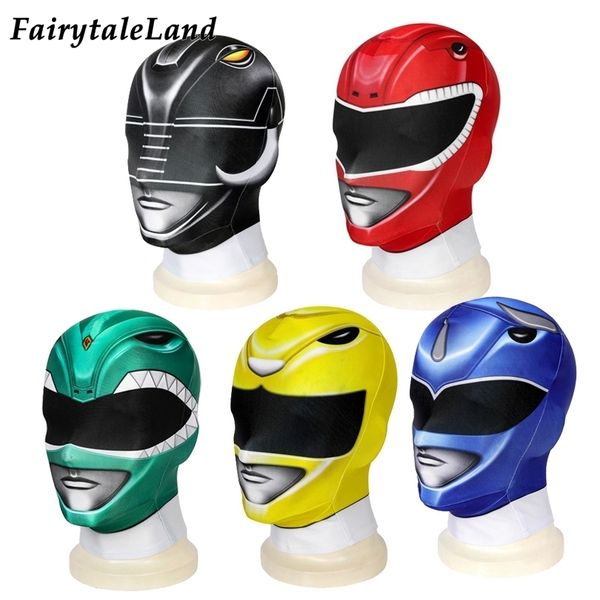 

2021 latest hat superhero tyranno halloween stretchy ranger helmets cosplay accessories black red green yellow dragon rangers masks new