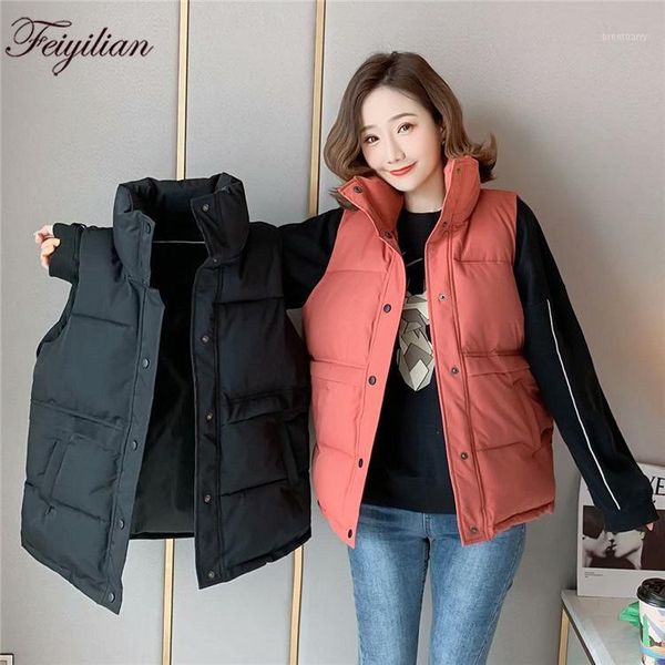 

british style new cotton vest cotton-padded jacket collar cotton vest sleeveless jacket for female students in autumn and winter1, Black;white