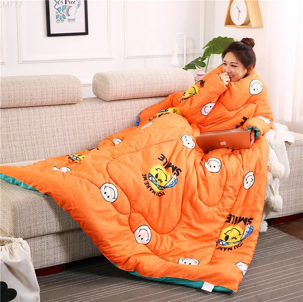 

adorehouse winter lazy quilt with sleeves multifunction warm cape cloak nap dormitory mantle covered blanket
