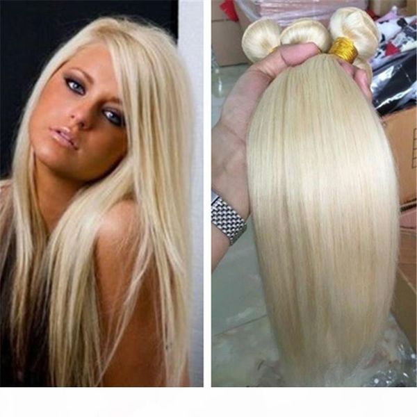 

selling bleach blonde color 613 straight hair brazilian human hair weave bundles 3pcs lot 12"-28" in stock, Black;brown