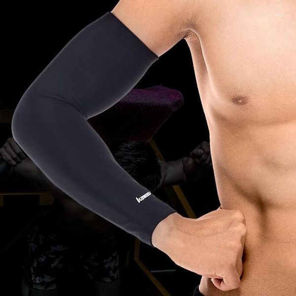 

elbow & knee pads 1pcs sleeve armband soccer volleyball support high elastic basketball arm brace sports safety kf-32301, Black;gray