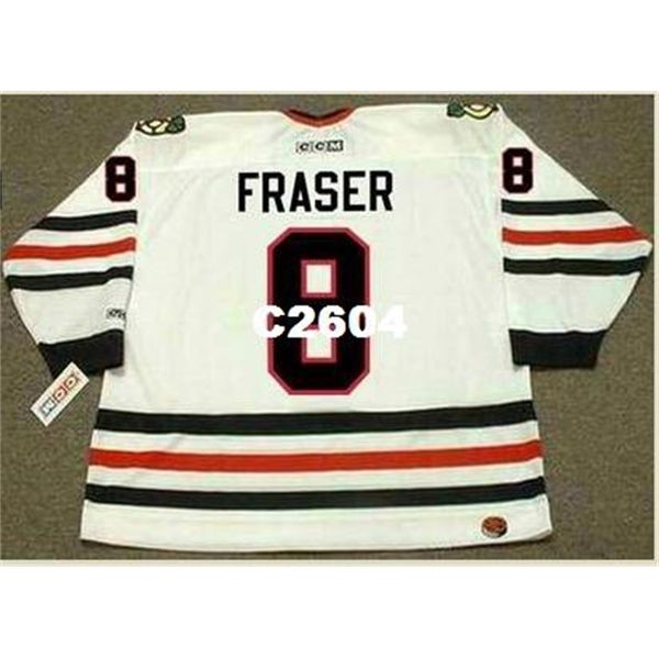 

mens #8 curt fraser chicago blackhawks 1985 ccm retro home hockey jersey or custom any name or number retro jersey, Black