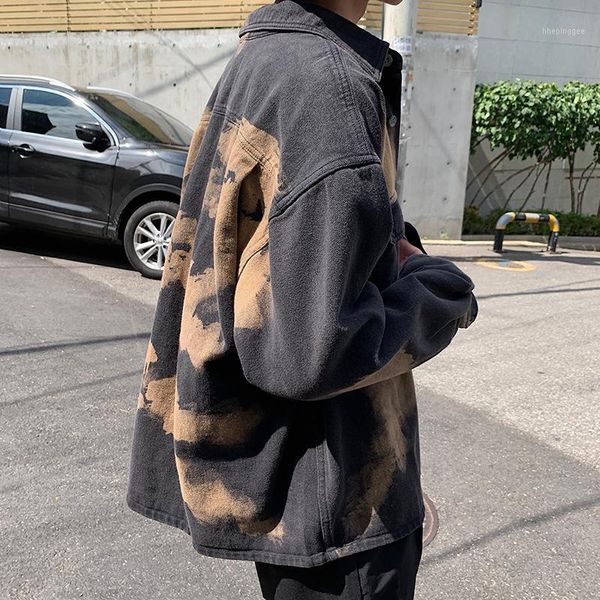 

men's jackets 2021 men's tie-dyed leisure outerwear streetwear bomber jacket tide male loose coat windbreaker hip hop m-2xl1, Black;brown