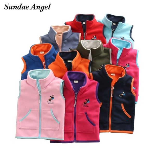 

sundae angel vest for girl waistcoat stand collar children vest for boy embroidery donkey pattern polar fleece outerwear coats 201106, Camo